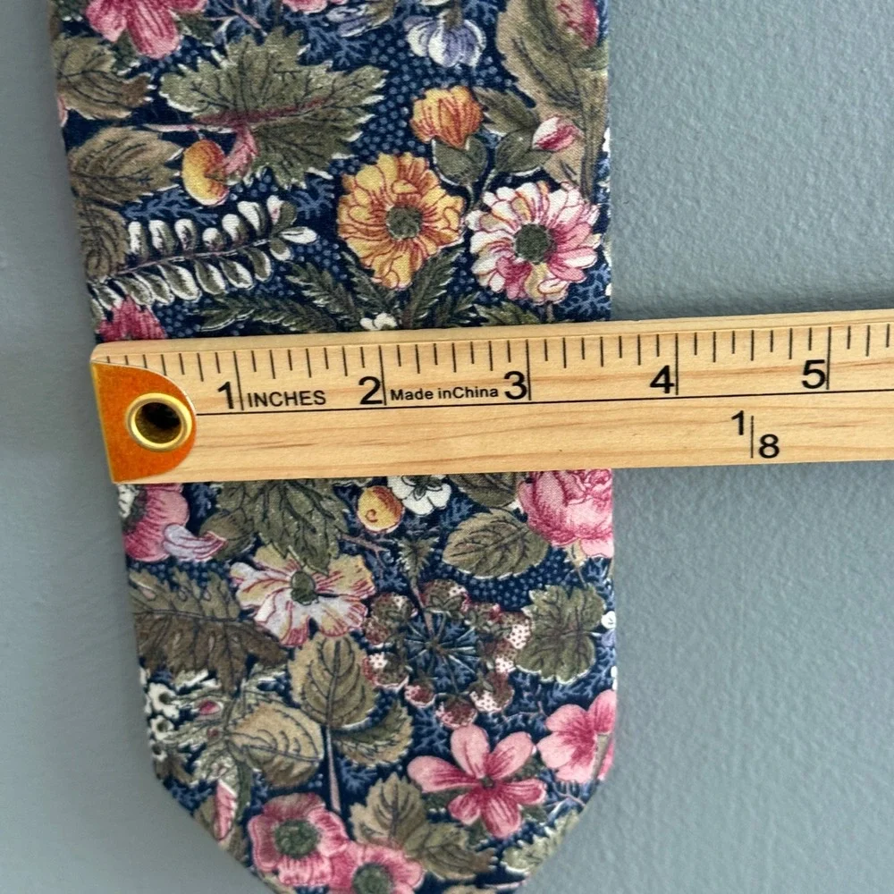 Odyssey Mens Vintage Floral Cotton Necktie Navy Pink Cottagecore Academia Print